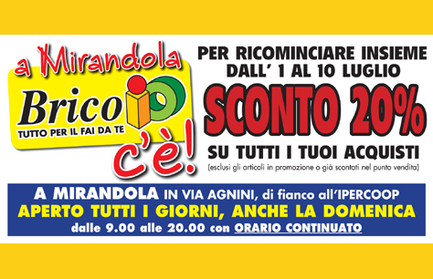 Sconti eccezionali al Brico Io di Mirandola
