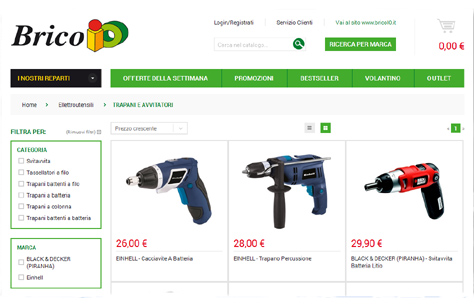 Lo Shop On Line nel sito di Brico IO