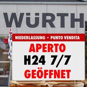 Würth Italia, negozi e servizi di delivery aperti H24