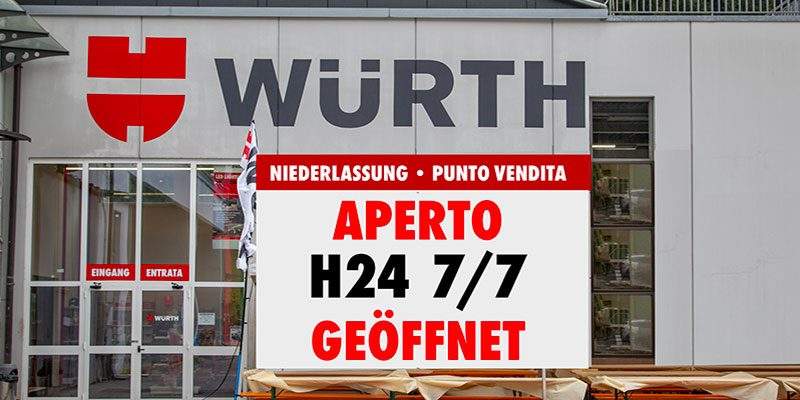 W&uuml;rth Italia, negozi e servizi di delivery aperti H24