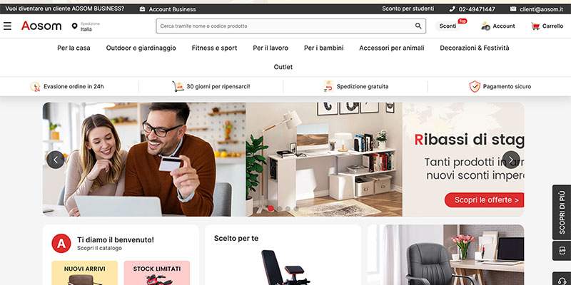 Un premio per Aosom all&rsquo;Ecommerce HUB&reg;