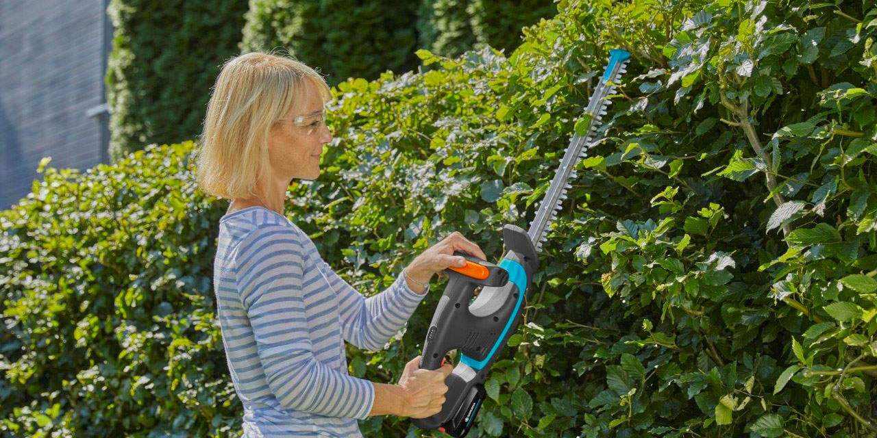 Tagliasiepi Gardena a batteria regola una siepe