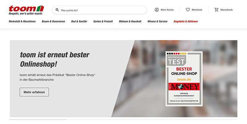 In Germania, Toom.de &egrave; il miglior negozio on line