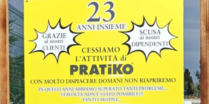 Pratiko chiude i negozi di Roma e Pomezia